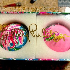 Two Lilly Pulitzer Christmas ornaments.  New never opened